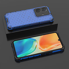 Silicone Transparent Frame Case Cover 360 Degrees AM2 for Vivo iQOO Z6 Pro 5G Blue