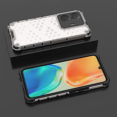 Silicone Transparent Frame Case Cover 360 Degrees AM2 for Vivo T1 Pro 5G White