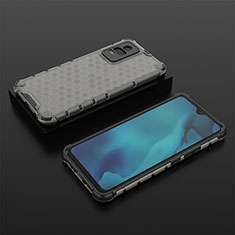 Silicone Transparent Frame Case Cover 360 Degrees AM2 for Vivo V21e 4G Black