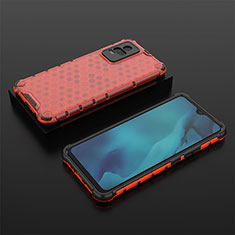 Silicone Transparent Frame Case Cover 360 Degrees AM2 for Vivo V21e 4G Red