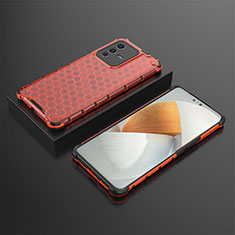 Silicone Transparent Frame Case Cover 360 Degrees AM2 for Vivo V23 Pro 5G Red
