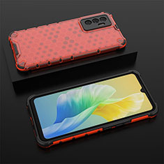 Silicone Transparent Frame Case Cover 360 Degrees AM2 for Vivo V23e 5G Red