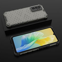 Silicone Transparent Frame Case Cover 360 Degrees AM2 for Vivo V23e Black