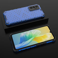 Silicone Transparent Frame Case Cover 360 Degrees AM2 for Vivo V23e Blue