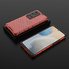 Silicone Transparent Frame Case Cover 360 Degrees AM2 for Vivo X60 Pro+ Plus 5G Red