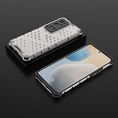 Silicone Transparent Frame Case Cover 360 Degrees AM2 for Vivo X60 Pro+ Plus 5G White