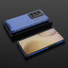 Silicone Transparent Frame Case Cover 360 Degrees AM2 for Vivo X70 Pro+ Plus 5G Blue