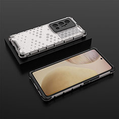 Silicone Transparent Frame Case Cover 360 Degrees AM2 for Vivo X70 Pro+ Plus 5G White