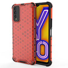 Silicone Transparent Frame Case Cover 360 Degrees AM2 for Vivo Y12G Red