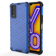 Silicone Transparent Frame Case Cover 360 Degrees AM2 for Vivo Y12s (2021) Blue