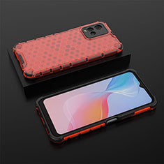 Silicone Transparent Frame Case Cover 360 Degrees AM2 for Vivo Y21G Red