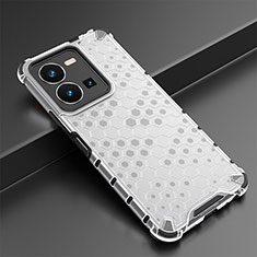 Silicone Transparent Frame Case Cover 360 Degrees AM2 for Vivo Y35 4G White