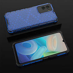 Silicone Transparent Frame Case Cover 360 Degrees AM2 for Vivo Y72t Blue