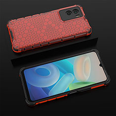 Silicone Transparent Frame Case Cover 360 Degrees AM2 for Vivo Y72t Red