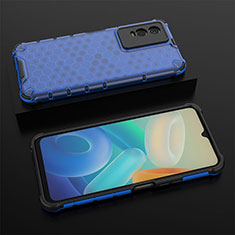 Silicone Transparent Frame Case Cover 360 Degrees AM2 for Vivo Y76s 5G Blue