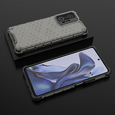 Silicone Transparent Frame Case Cover 360 Degrees AM2 for Xiaomi Mi 11T 5G Black