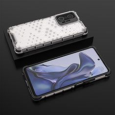 Silicone Transparent Frame Case Cover 360 Degrees AM2 for Xiaomi Mi 11T Pro 5G White