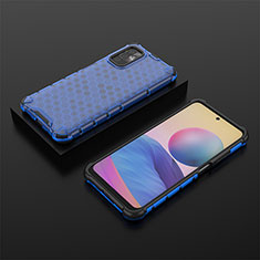 Silicone Transparent Frame Case Cover 360 Degrees AM2 for Xiaomi POCO M3 Pro 5G Blue