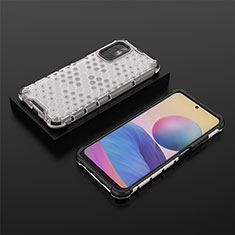 Silicone Transparent Frame Case Cover 360 Degrees AM2 for Xiaomi POCO M3 Pro 5G White