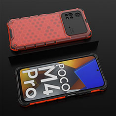 Silicone Transparent Frame Case Cover 360 Degrees AM2 for Xiaomi Poco M4 Pro 4G Red