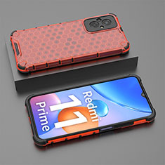 Silicone Transparent Frame Case Cover 360 Degrees AM2 for Xiaomi Redmi 11 Prime 4G Red
