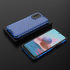 Silicone Transparent Frame Case Cover 360 Degrees AM2 for Xiaomi Redmi Note 10 4G Blue