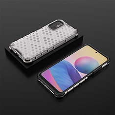Silicone Transparent Frame Case Cover 360 Degrees AM2 for Xiaomi Redmi Note 10 5G White