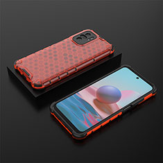 Silicone Transparent Frame Case Cover 360 Degrees AM2 for Xiaomi Redmi Note 10S 4G Red
