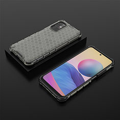 Silicone Transparent Frame Case Cover 360 Degrees AM2 for Xiaomi Redmi Note 10T 5G Black