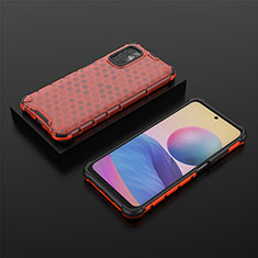 Silicone Transparent Frame Case Cover 360 Degrees AM2 for Xiaomi Redmi Note 10T 5G Red