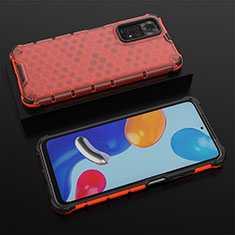 Silicone Transparent Frame Case Cover 360 Degrees AM2 for Xiaomi Redmi Note 11S 4G Red