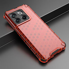 Silicone Transparent Frame Case Cover 360 Degrees AM3 for OnePlus 10T 5G Red