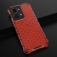 Silicone Transparent Frame Case Cover 360 Degrees AM3 for OnePlus Nord 2T 5G Red