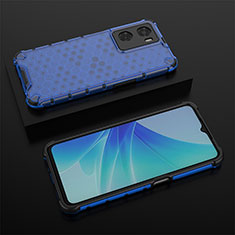 Silicone Transparent Frame Case Cover 360 Degrees AM3 for Oppo A77s Blue