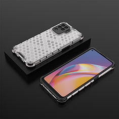 Silicone Transparent Frame Case Cover 360 Degrees AM3 for Oppo F19 Pro White
