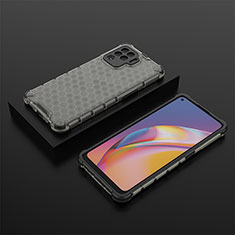 Silicone Transparent Frame Case Cover 360 Degrees AM3 for Oppo Reno5 Lite Black