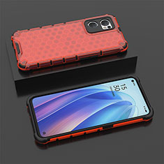 Silicone Transparent Frame Case Cover 360 Degrees AM3 for Oppo Reno7 5G Red