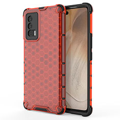 Silicone Transparent Frame Case Cover 360 Degrees AM3 for Vivo iQOO 7 India 5G Red