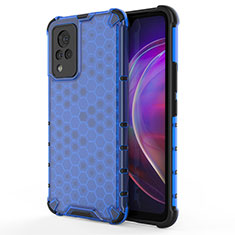 Silicone Transparent Frame Case Cover 360 Degrees AM3 for Vivo V21s 5G Blue