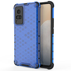 Silicone Transparent Frame Case Cover 360 Degrees AM3 for Vivo X60 Pro 5G Blue