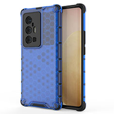 Silicone Transparent Frame Case Cover 360 Degrees AM3 for Vivo X70 Pro+ Plus 5G Blue