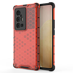 Silicone Transparent Frame Case Cover 360 Degrees AM3 for Vivo X70 Pro+ Plus 5G Red