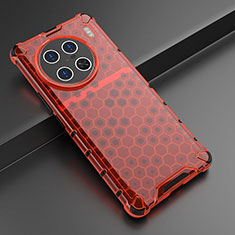 Silicone Transparent Frame Case Cover 360 Degrees AM3 for Vivo X90 Pro+ Plus 5G Red