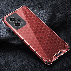 Silicone Transparent Frame Case Cover 360 Degrees AM3 for Xiaomi Redmi K50i 5G Red