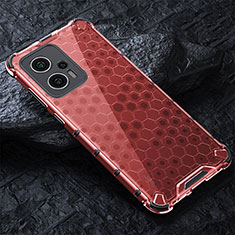 Silicone Transparent Frame Case Cover 360 Degrees AM3 for Xiaomi Redmi Note 11T Pro 5G Red