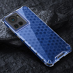 Silicone Transparent Frame Case Cover 360 Degrees AM4 for OnePlus 10R 5G Blue