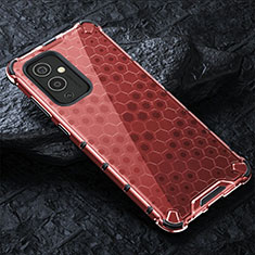 Silicone Transparent Frame Case Cover 360 Degrees AM4 for OnePlus 9 5G Red