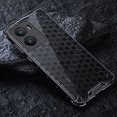 Silicone Transparent Frame Case Cover 360 Degrees AM4 for Vivo iQOO Z7x 5G Black