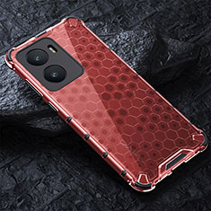 Silicone Transparent Frame Case Cover 360 Degrees AM4 for Vivo iQOO Z7x 5G Red