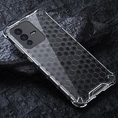 Silicone Transparent Frame Case Cover 360 Degrees AM4 for Vivo V23 5G Gray